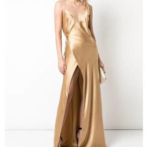 MICHELLE MASON Strappy Wrap Gown (Gold-tone)